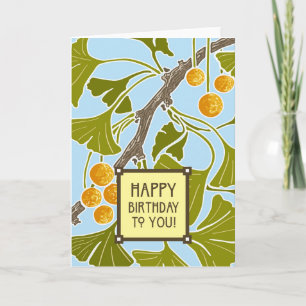 Ginkgo Dans Verjaardag Kaart