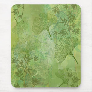 Ginkgo en bamboe Leaves - Groene kleuren Muismat