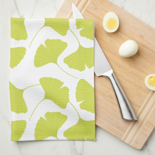Ginkgo Ginko Biloba Green Leaves Theedoek (Quarter Fold)