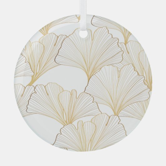 Ginkgo Gold: luxe bladarrangement Glas Ornament (Voorkant)