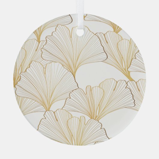 Ginkgo Gold: luxe bladarrangement Glas Ornament (Achterkant)