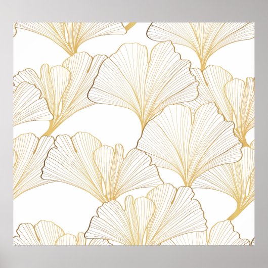 Ginkgo Gold: luxe bladarrangement Poster (Voorkant)