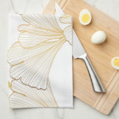 Ginkgo Gold: luxe bladarrangement Theedoek (Quarter Fold)