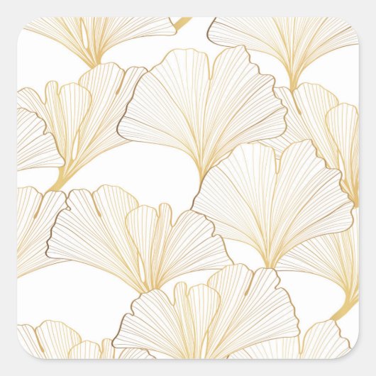 Ginkgo Gold: luxe bladarrangement Vierkante Sticker (Voorkant)