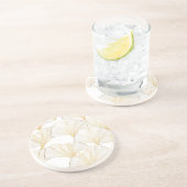 Ginkgo Gold: luxe bladarrangement Zandsteen Onderzetter (Zijkant)