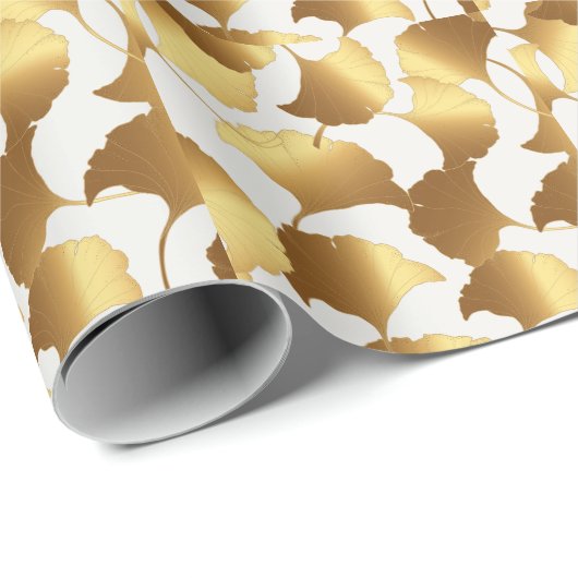 Ginkgo Gold: luxe  design. Cadeaupapier (Rol Hoek)