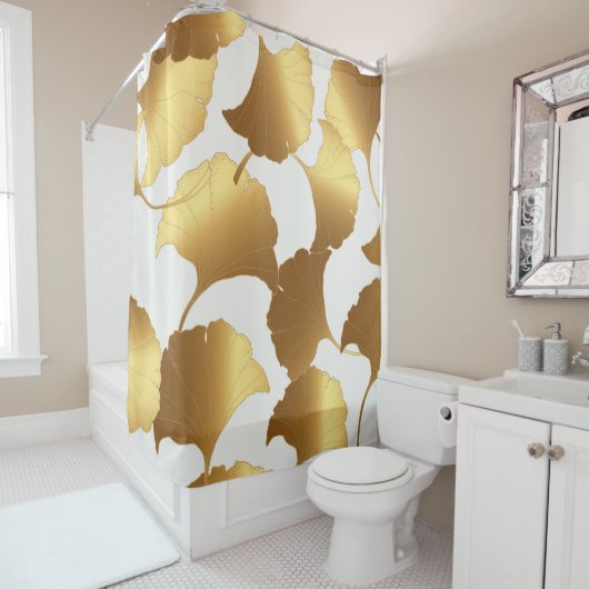 Ginkgo Gold: luxe design. Douchegordijn (In situ)