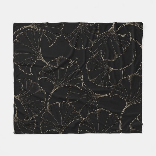 Ginkgo Gold: luxe  design Fleece Deken (Voorkant (Horizontaal))