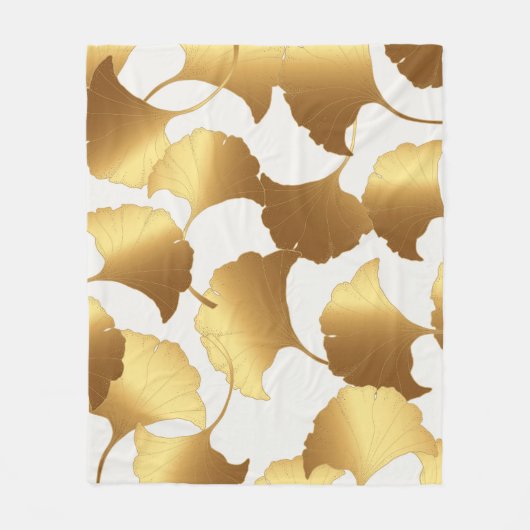 Ginkgo Gold: luxe  design. Fleece Deken (Voorkant)