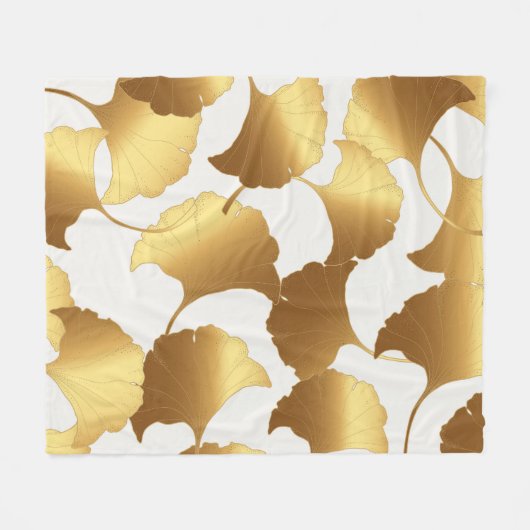 Ginkgo Gold: luxe  design. Fleece Deken (Voorkant (Horizontaal))