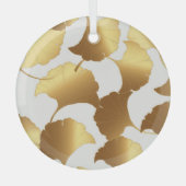 Ginkgo Gold: luxe  design. Glas Ornament (Voorkant)