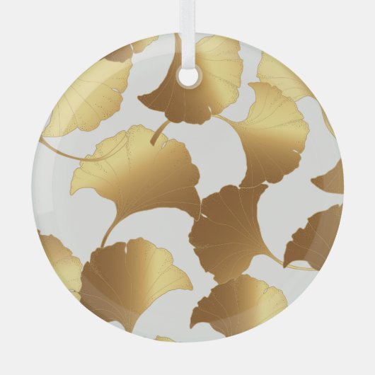 Ginkgo Gold: luxe  design. Glas Ornament (Voorkant)