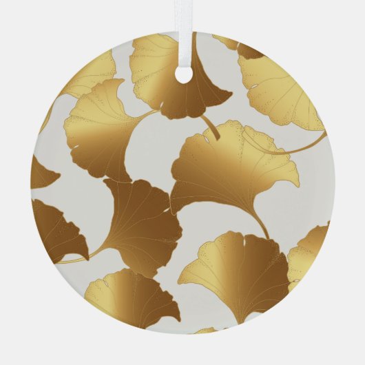 Ginkgo Gold: luxe design. Glas Ornament (Achterkant)
