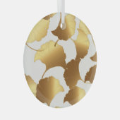 Ginkgo Gold: luxe  design. Glas Ornament (Voorkant Rechts)
