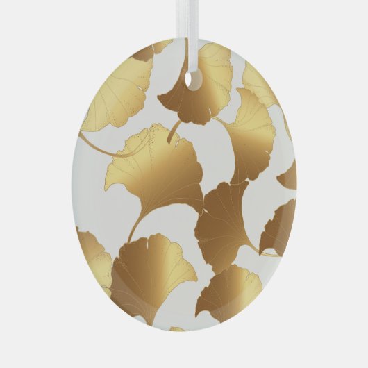 Ginkgo Gold: luxe  design. Glas Ornament (Voorkant Rechts)