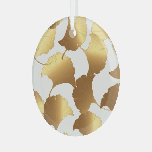 Ginkgo Gold: luxe  design. Glas Ornament (Voorkant links)