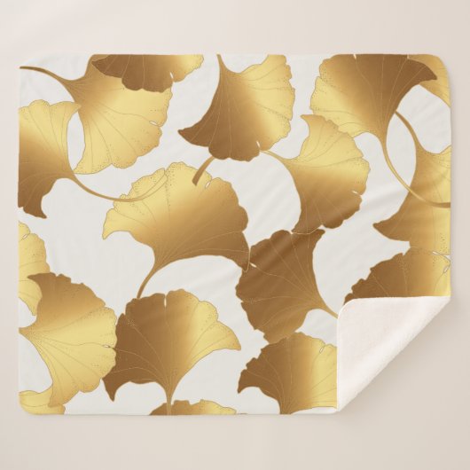 Ginkgo Gold: luxe  design. Sherpa Deken (Voorkant (horizontaal))