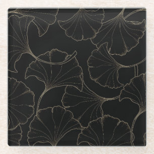 Ginkgo Goud: Luxe Vintage Design Glazen Onderzetter