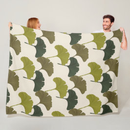Ginkgo laat achtergrondkleuren achter fleece deken