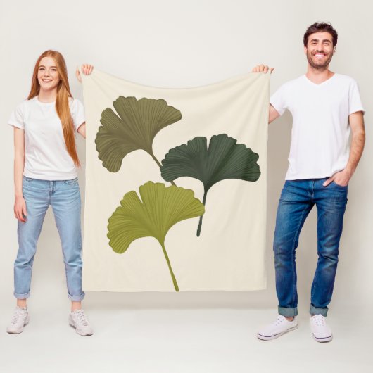 Ginkgo laat  achtergrondkleuren achter fleece deken (In situ)