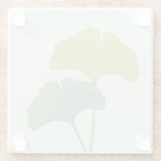 Ginkgo laat  achtergrondkleuren achter glazen onderzetter (Achterkant)