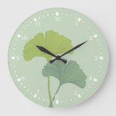 Ginkgo laat achtergrondkleuren achter grote klok (Voorkant)