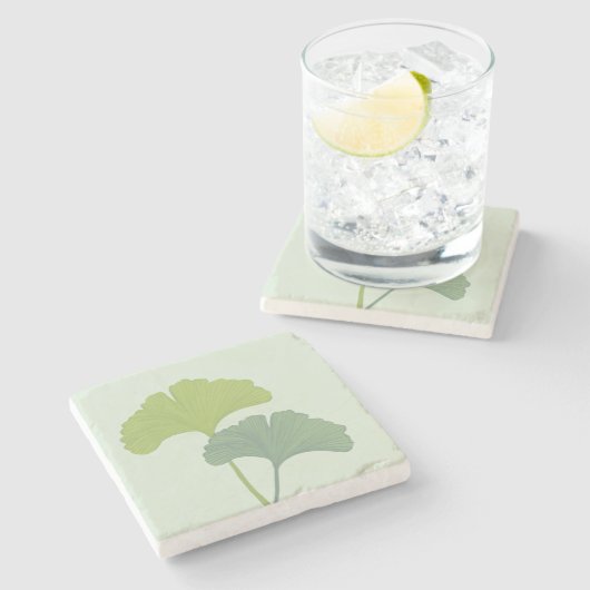 Ginkgo laat  achtergrondkleuren achter stenen onderzetter (Zijkant)