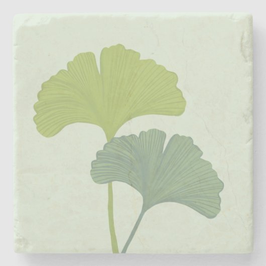 Ginkgo laat  achtergrondkleuren achter stenen onderzetter (Voorkant)