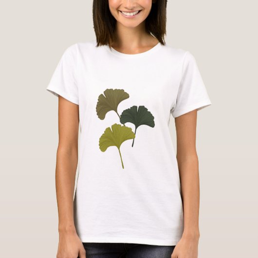 Ginkgo laat achtergrondkleuren achter t-shirt (Voorkant)
