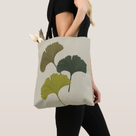 Ginkgo laat achtergrondkleuren achter tote bag