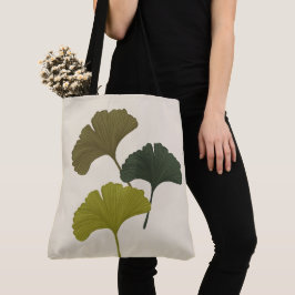 Ginkgo laat achtergrondkleuren achter tote bag