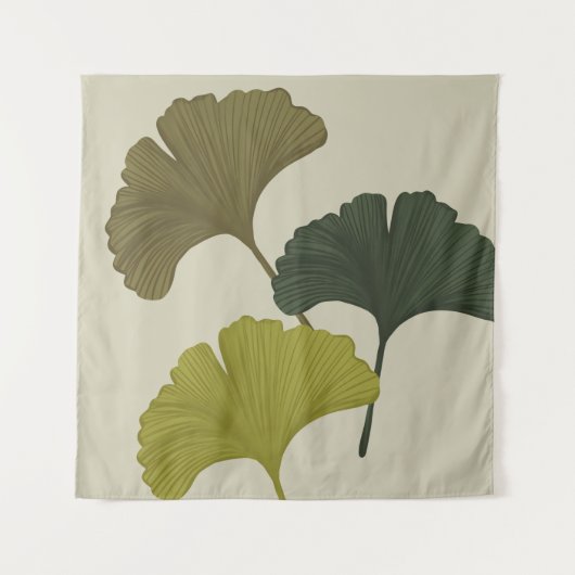 Ginkgo laat achtergrondkleuren achter wandkleed (Voorkant)
