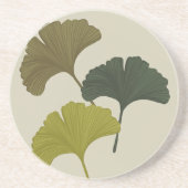 Ginkgo laat  achtergrondkleuren achter zandsteen onderzetter (Voorkant)