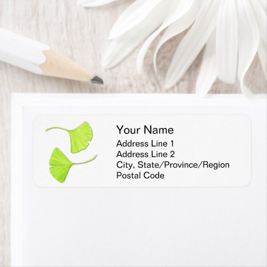 Ginkgo laat Adresetiketten achter Etiket (Insitu)