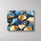Ginkgo laat goudblauw achter canvas afdruk (Voorkant)