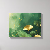 Ginkgo laat goudgroen achter canvas afdruk (Voorkant)