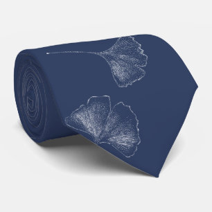 Ginkgo laat vallen van patroon Elegant Navy Blue Stropdas