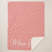 Ginkgo laat wit en koraal familie monogram sherpa deken (Voorkant)