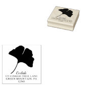 Ginkgo Leaf Aangepast Vierkant Retouradres Rubberstempel (Gestempeld)