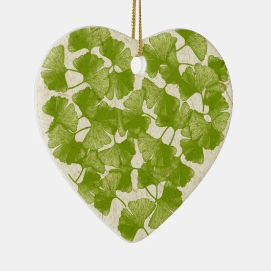 Ginkgo Leaf Heart Keramisch Ornament (Rechts)
