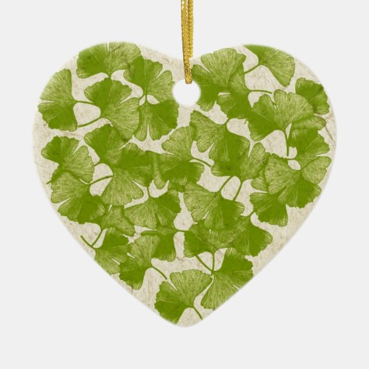 Ginkgo Leaf Heart Keramisch Ornament (Voorkant)