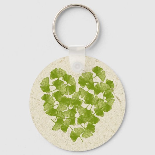 Ginkgo Leaf Heart Sleutelhanger (Voorkant)