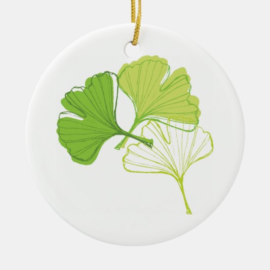 Ginkgo Leaf Keramisch Ornament (Voorkant)