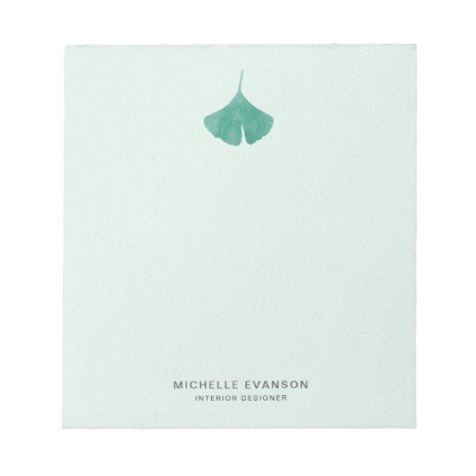 Ginkgo Leaf Logo Mint Groen Eenvoudige Natuur Notitieblok (Voorkant)