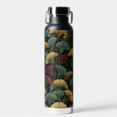Ginkgo Leaf Pattern Teal Burgundy Waterfles (Voorkant)