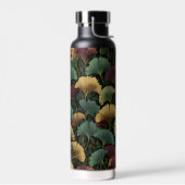 Ginkgo Leaf Pattern Teal Burgundy Waterfles (Links)