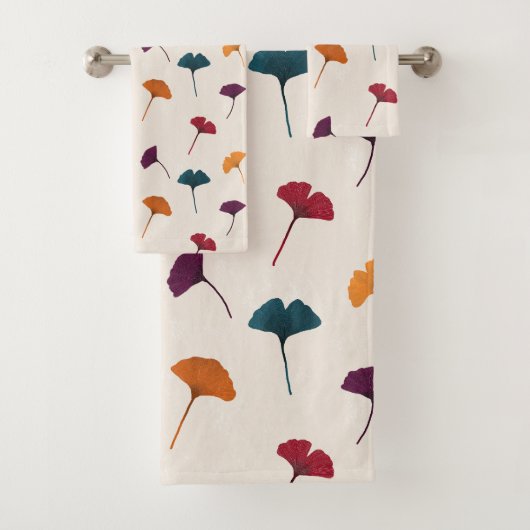 Ginkgo Leaf Pattern Waterverf Herfst Herfstkleuren Bad Handdoek (Insitu)