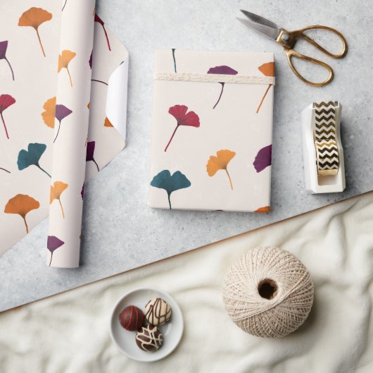 Ginkgo Leaf Pattern Waterverf Herfst Herfstkleuren Cadeaupapier (Crafts)