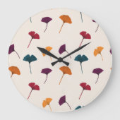 Ginkgo Leaf Pattern Waterverf Herfst Herfstkleuren Grote Klok (Voorkant)