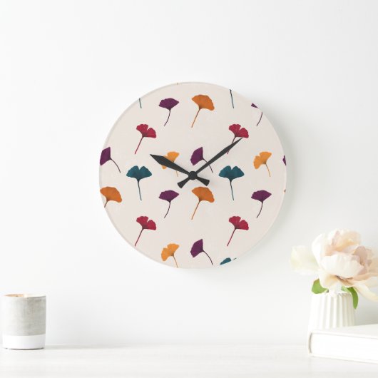 Ginkgo Leaf Pattern Waterverf Herfst Herfstkleuren Grote Klok (Huis)